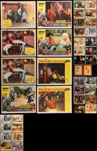 6t0442 LOT OF 59 LOBBY CARDS 1950s-1970s incomplete sets from a variety of different movies!