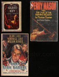 6t0081 LOT OF 3 HARDCOVER AND SOFTCOVER BOOKS 1943-1990 Glass Key, Perry Mason, Blue Dahlia!