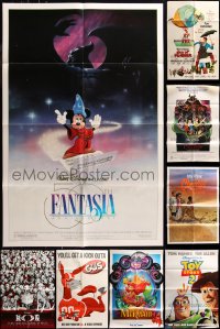 6t0375 LOT OF 9 FOLDED 1960S-90S WALT DISNEY ONE-SHEETS 1960s-1990s animated & live action movies!