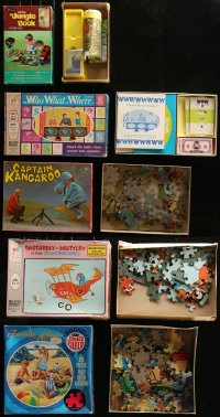 6t0579 LOT OF 5 GAMES AND JIGSAW PUZZLES 1960s-1970s Jungle Book, Captain Kangaroo & more!