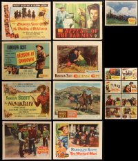 6t0390 LOT OF 17 RANDOLPH SCOTT TITLE CARDS AND SCENE CARDS 1940s-1950s from several movies!
