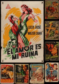 6t0637 LOT OF 10 FOLDED MEXICAN POSTERS 1950s great images from a variety of different movies!