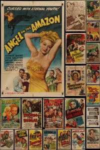 6t0322 LOT OF 32 FOLDED ONE-SHEETS 1940s-1950s great images from a variety of different movies!