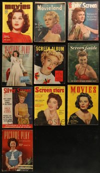 6t0183 LOT OF 10 MOVIE MAGAZINES 1930s-1950s filled with great images & articles!