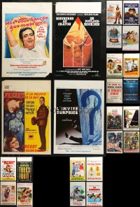 6t0900 LOT OF 24 UNFOLDED AND FORMERLY FOLDED BELGIAN POSTERS 1950s-1980s cool movie images!