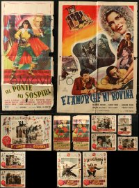 6t0622 LOT OF 15 FOLDED ITALIAN POSTERS 1950s-1970s great images from a variety of movies!