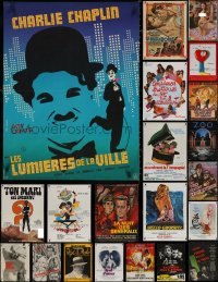 6t1095 LOT OF 22 FORMERLY FOLDED 23X32 FRENCH POSTERS 1960s-1990s a variety of movie images!