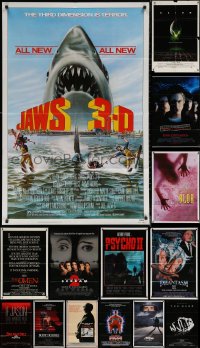 6t0362 LOT OF 14 FOLDED HORROR MOSTLY 1980S ONE-SHEETS 1980s a variety of great movie images!