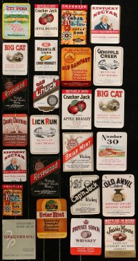 6t0755 LOT OF 25 WHISKEY LABELS 1930s-1950s Cracker Jack, Old Chuck, Big Cat, County Chairman!