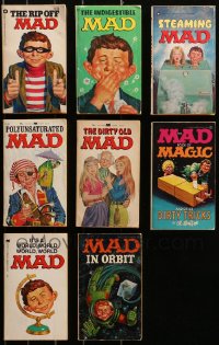 6t0106 LOT OF 8 MAD PAPERBACK BOOKS 1960s-1970s all with great cover art of Alfred E. Neuman!