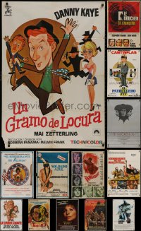 6t1033 LOT OF 15 FORMERLY FOLDED SPANISH POSTERS 1960s-1980s great images from a variety of movies!