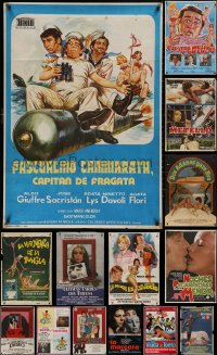 6t1031 LOT OF 18 FORMERLY FOLDED SPANISH POSTERS 1970s-1980s great images from a variety of movies!
