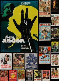 6t1007 LOT OF 24 FORMERLY FOLDED MISCELLANEOUS NON-U.S. POSTERS 1930s-1990s cool movie images!