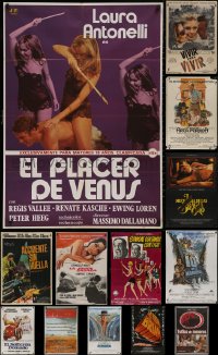 6t1035 LOT OF 13 FORMERLY FOLDED SPANISH POSTERS 1970s-1980s great images from a variety of movies!