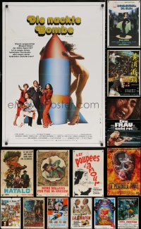 6t1017 LOT OF 19 FORMERLY FOLDED NON-U.S. POSTERS 1960s-1990s great images from a variety of movies!