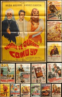 6t0633 LOT OF 14 FOLDED MEXICAN POSTERS 1950s-1970s great images from a variety of movies!
