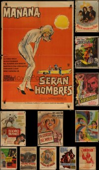 6t0631 LOT OF 16 FOLDED MEXICAN POSTERS 1950s-1970s great images from a variety of movies!