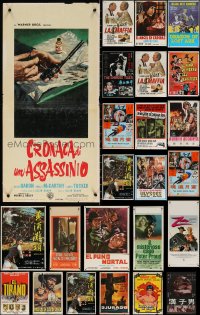 6t1011 LOT OF 27 FORMERLY FOLDED NON-U.S. POSTERS 1950s-1980s great images from a variety of movies!