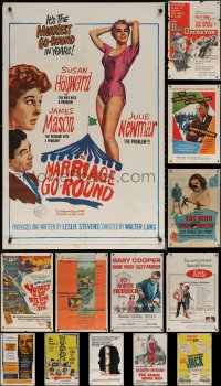 6t0365 LOT OF 13 FOLDED ONE-SHEETS 1950s-1960s great images from a variety of different movies!