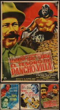 6t0638 LOT OF 6 FOLDED MEXICAN POSTERS 1950s great images from a variety of movies including Santo!