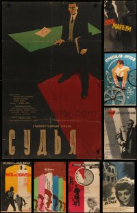 6t1024 LOT OF 11 FORMERLY FOLDED RUSSIAN POSTERS 1950s-1970s great images from a variety of movies!