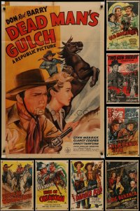 6t0369 LOT OF 12 FOLDED COWBOY WESTERN ONE-SHEETS 1940s-1950s great images from several movies!