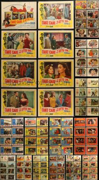 6t0405 LOT OF 136 1950S LOBBY CARDS 1950s complete sets from a variety of different movies!