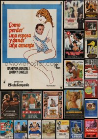 6t1028 LOT OF 23 FORMERLY FOLDED SPANISH POSTERS 1960s-1980s great images from a variety of movies!