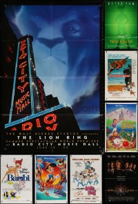 6t0367 LOT OF 12 FOLDED WALT DISNEY ONE-SHEETS 1970s-2000s from animated & live action movies!