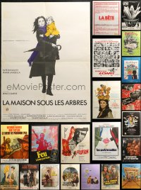6t1092 LOT OF 25 FORMERLY FOLDED 23X32 FRENCH POSTERS 1950s-1980s a variety of movie images!