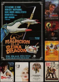 6t1036 LOT OF 12 FORMERLY FOLDED SPANISH POSTERS 1950s-1980s great images from a variety of movies!