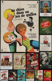 6t1099 LOT OF 16 FORMERLY FOLDED 23X32 FRENCH POSTERS 1950s-1980s a variety of movie images!