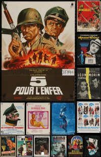 6t1098 LOT OF 17 FORMERLY FOLDED 23X32 FRENCH POSTERS 1960s-1990s a variety of movie images!