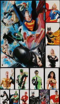 6t1082 LOT OF 16 UNFOLDED ALEX ROSS DC COMICS SUPERHEROES COMMERCIAL POSTERS 2000s cool art!