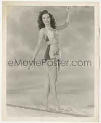 6w0041 ANN MILLER 8.25x10 still 1940s full-length in sexy two-piece Jantzen swimsuit on beach!