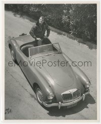 6w0075 BURT REYNOLDS 8.25x10 still 1960s great overhead portrait with his MGA Roadster by Watson!