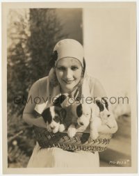 6w0161 EDWINA BOOTH 8x10.25 still 1920s the pretty silent actress holding a basket of puppies!