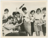 6w0175 FLIGHT FROM ASHIYA candid 8x10 still 1964 George Chakiris signs autographs for Japanese girls!