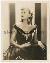 6w0206 GRETA GARBO 8x10.25 still 1930 great seated portrait in elegant velvet dress from Romance!