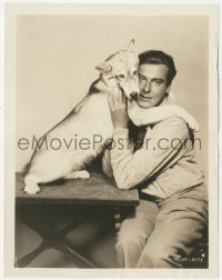 6w0348 NILS ASTHER 8x10.25 still 1930s great portrait posing with his German Shepherd police dog!