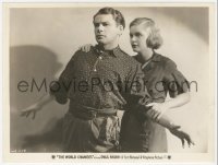 6w0494 WORLD CHANGES 7.75x10.25 still 1933 close up of Paul Muni protecting scared Jean Muir!