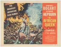 6w0504 AFRICAN QUEEN TC 1952 striking artwork of missionary Katharine Hepburn in native uprising!