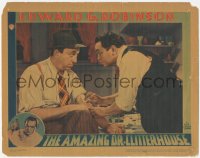 6w0767 AMAZING DR. CLITTERHOUSE LC 1938 close up of Edward G. Robinson giving Allen Jenkins a shot!