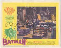 6w0791 BATMAN LC #1 1966 great image of Adam West & Burt Ward with the Penguin in Bat Cave!
