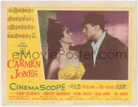 6w0837 CARMEN JONES LC #7 1954 best close up of Harry Belafonte glaring at sexy Dorothy Dandridge!