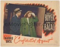 6w0855 CONFIDENTIAL AGENT LC 1945 Charles Boyer looks at Lauren 'The Look' Bacall feeling faint!