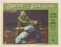 6w0863 CREATURE FROM THE BLACK LAGOON LC #5 1954 best close up of monster attacking man on boat!