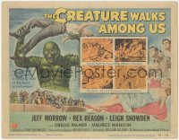 6w0547 CREATURE WALKS AMONG US TC 1956 Reynold Brown art of monster holding victim over his head!
