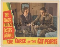 6w0866 CURSE OF THE CAT PEOPLE LC 1944 Eve March watches Kent Smith put tobacco in his pipe!