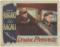 6w0872 DARK PASSAGE LC #5 1947 cop snoops around the back of sexy Lauren Bacall's car!